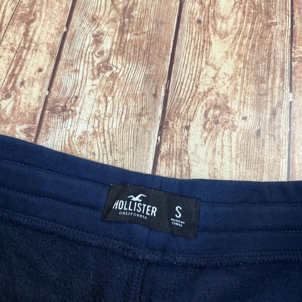 Hollister Fleece Side Stripe Shorts Mens Small Navy Blue Elastic Waist